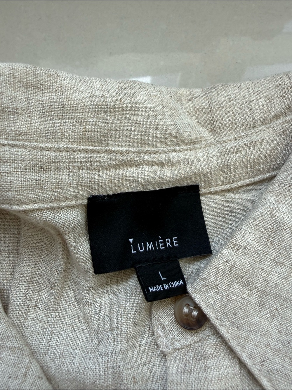 Button-Front Neutral Linen Jumpsuit with Tie Waist NWOT - Picture 2 of 2